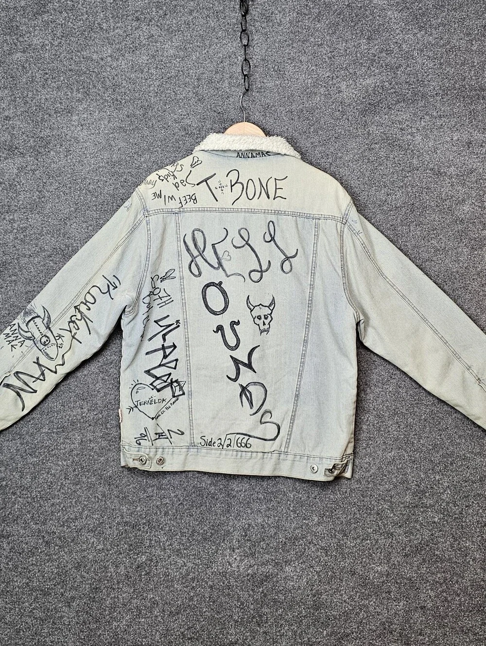 Men's One-of-A-Kind| Upcycled Levi's Sherpa Jacket| Inspired Punk Vibe Lil Peep